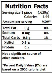 Spry Gems Xylitol Mints Nutrition Facts